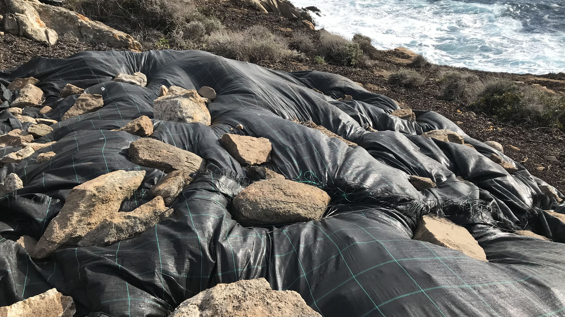 Teli di plastica nera al Capel Rosso